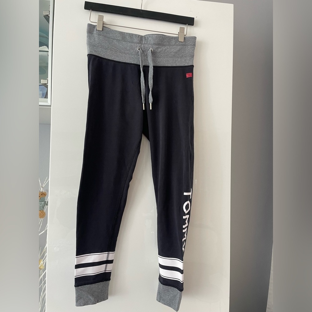 Tommy Hilfiger Black Joggers with White and Gray Details